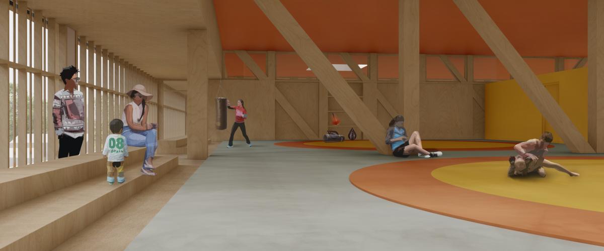 Illustrasjon av kampsport i kampsportarealer