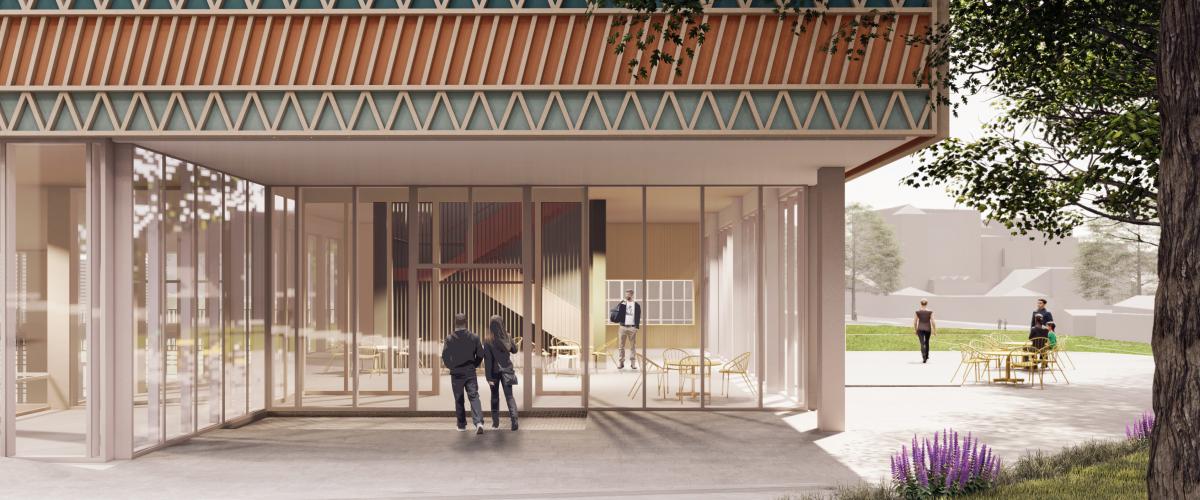 Illustrasjon av hallens inngangsparti