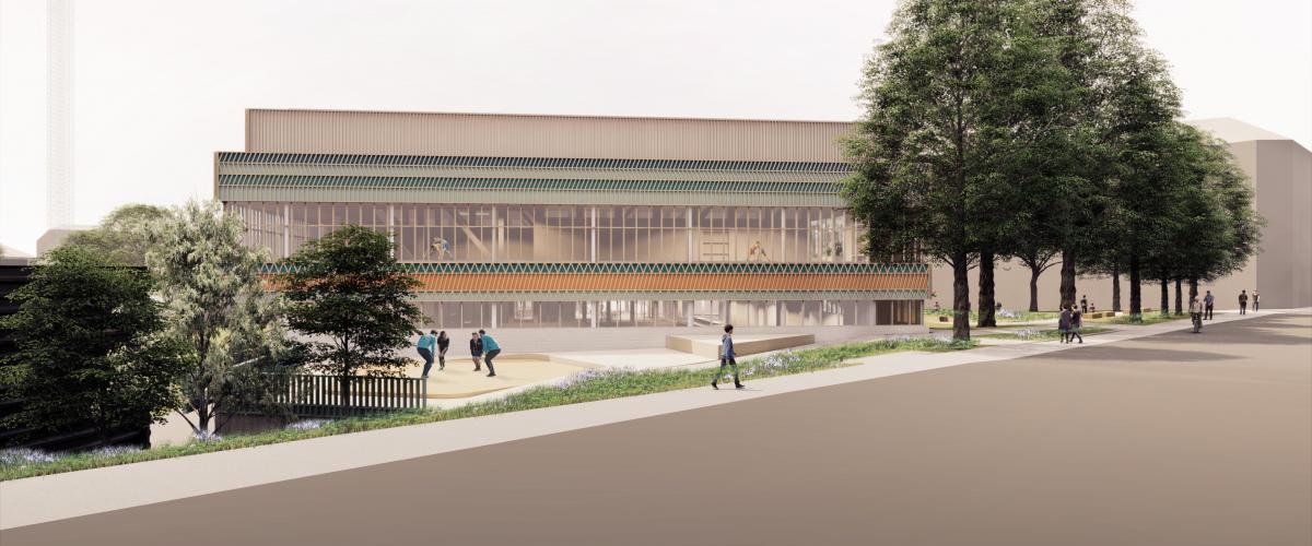 Illustrasjon av hallen fra utsiden