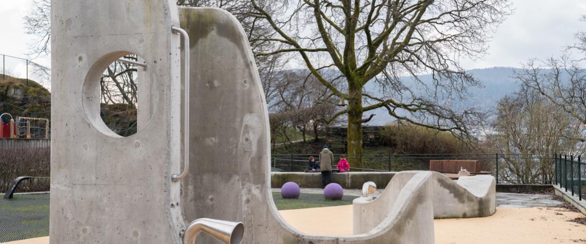 Parkouranlegg. Foto: Bergen kommune Lydbølgen parkour og lydspill