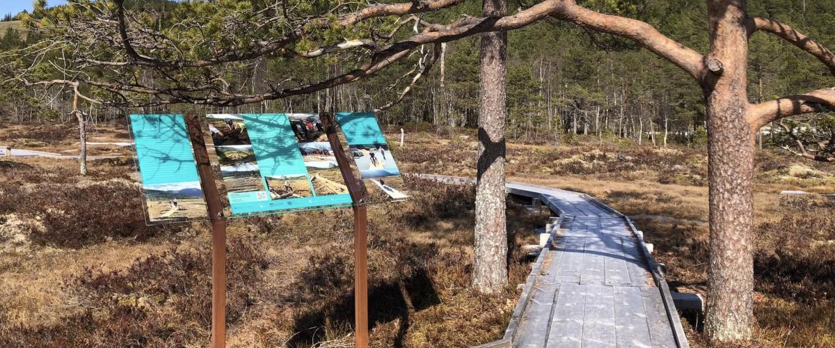 Langs kavlvegen er det satt opp flere informasjonsskilt
