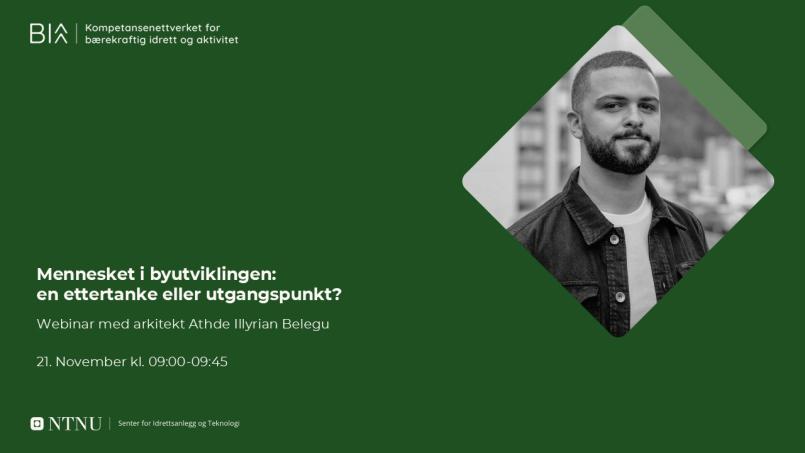 Plakat om webinaret "Mennesket i byutviklingen"