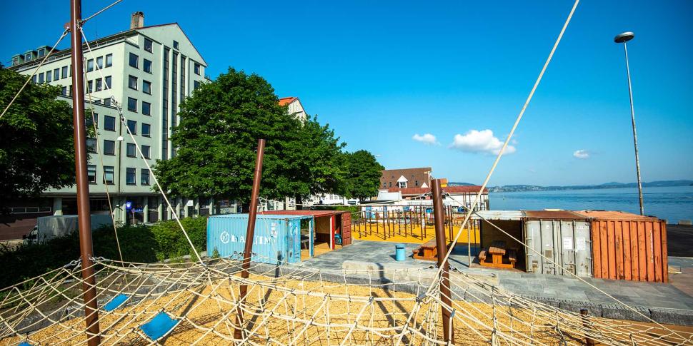 Oversiktsbilde over klatrestativet på AKtiv Tollodkai 