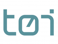 Logoen til Transportøkonomisk Institutt, der man i lysblå font kan lese bokstavene T, Ø og I