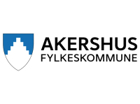 Logoen til Akershus fylkeskommune, hvor fylkesvåpenet vises til venstre og deretter står det "Akershus fylkeskommune"
