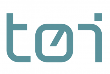 Logoen til Transportøkonomisk Institutt, der man i lysblå font kan lese bokstavene T, Ø og I