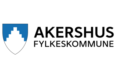 Logoen til Akershus fylkeskommune, hvor fylkesvåpenet vises til venstre og deretter står det "Akershus fylkeskommune"